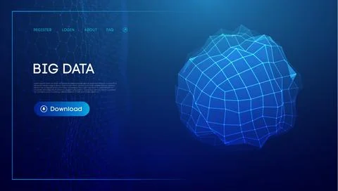 Abstract low poly sphere digital network background. Geometric futuristic blue Stock Illustration