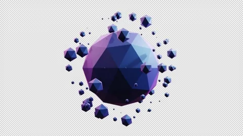 Abstract Low Poly Sphere with Floating Polygons - Cosmic Loop Stock Footage 333507152