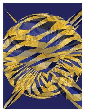 Abstract low poly sphere with geometric triangle mesh on deep navy background Stock Illustration