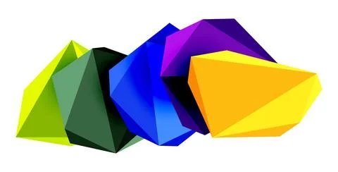 Abstract low poly stone design. Geometric 3d vector design element 스톡 일러스트
