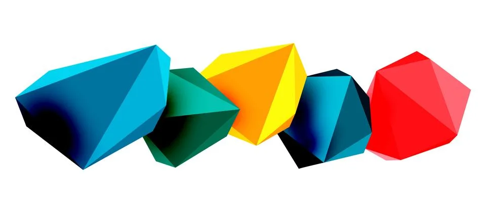 Abstract low poly stone design. Geometric 3d vector design element Stock Illustration