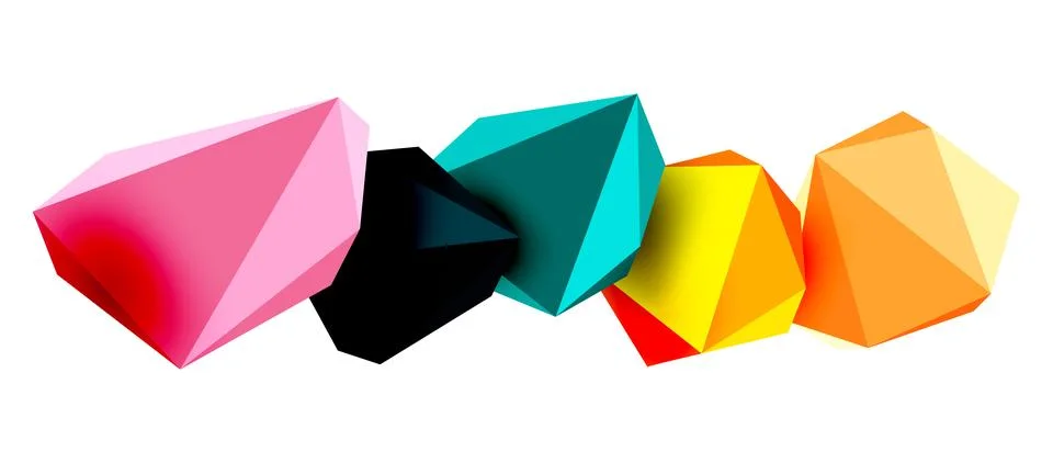 Abstract low poly stone design. Geometric 3d vector design element Stock Illustration