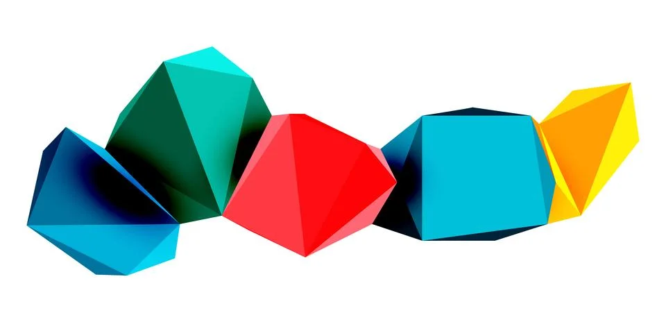 Abstract low poly stone design. Geometric 3d vector design element 스톡 일러스트