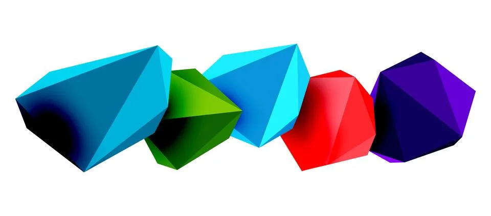 Abstract low poly stone design. Geometric 3d vector design element Stock Illustration