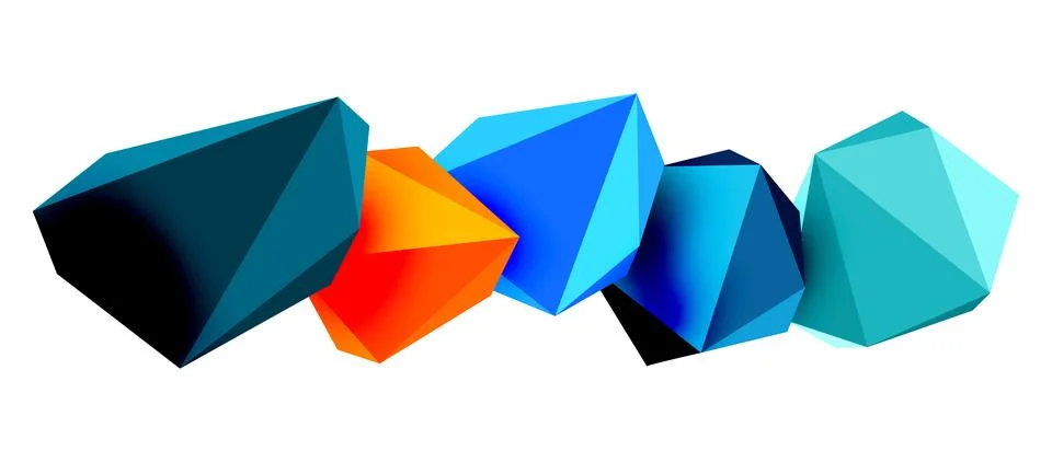 Abstract low poly stone design. Geometric 3d vector design element Stock Illustration