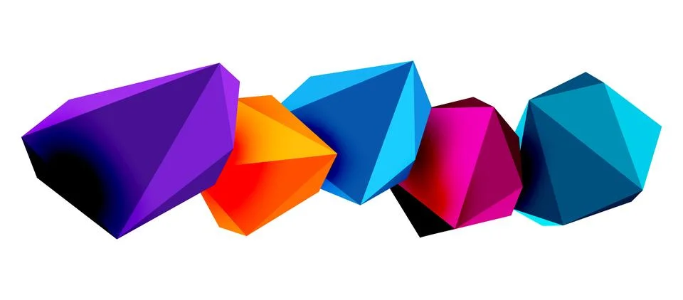Abstract low poly stone design. Geometric 3d vector design element Illustrazione stock