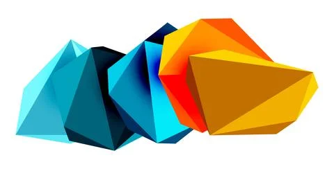 Abstract low poly stone design. Geometric 3d vector design element Stock Illustration