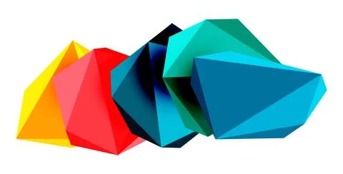 Abstract low poly stone design. Geometric 3d vector design element 스톡 일러스트