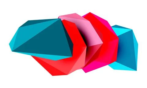 Abstract low poly stone design. Geometric 3d vector design element 스톡 일러스트