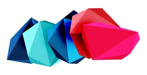Abstract low poly stone design. Geometric 3d vector design element Illustrazione stock