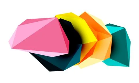 Abstract low poly stone design. Geometric 3d vector design element Stock Illustration