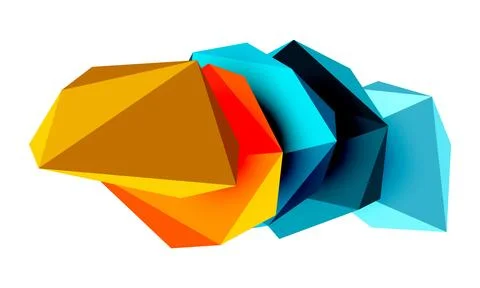 Abstract low poly stone design. Geometric 3d vector design element Illustrazione stock