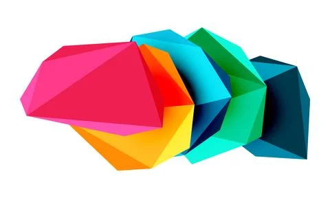 Abstract low poly stone design. Geometric 3d vector design element Stock Illustration