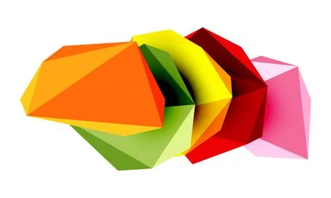 Abstract low poly stone design. Geometric 3d vector design element Stock Illustration