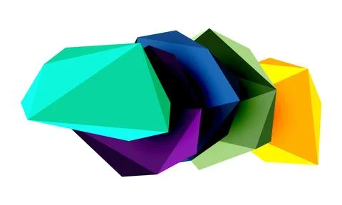 Abstract low poly stone design. Geometric 3d vector design element Stock Illustration