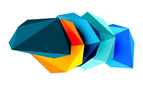 Abstract low poly stone design. Geometric 3d vector design element Stockillustratie
