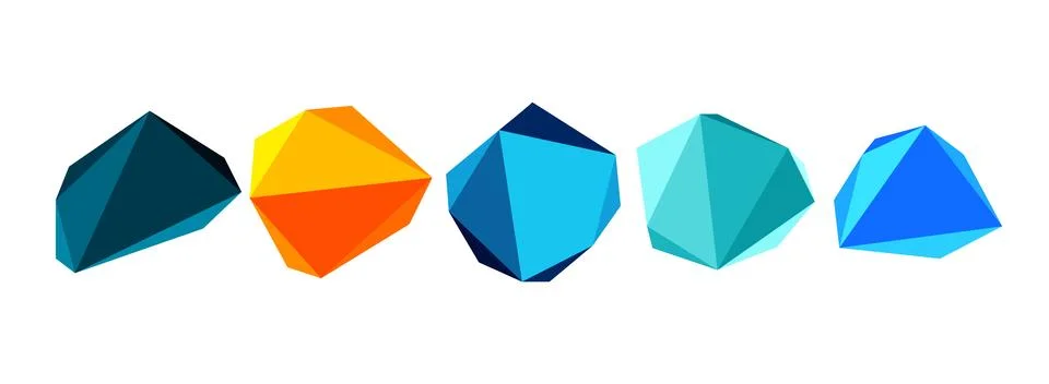 Abstract low poly stone design. Geometric 3d vector design element Illustrazione stock