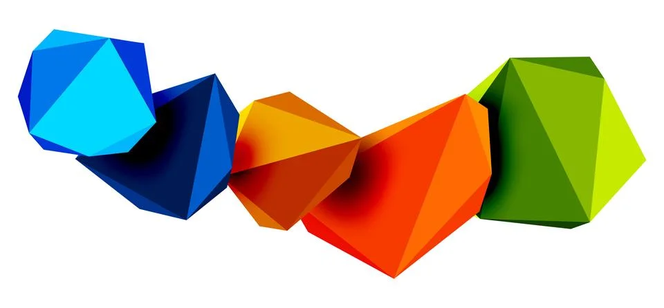 Abstract low poly stone design. Geometric 3d vector design element Illustrazione stock