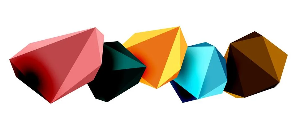 Abstract low poly stone design. Geometric 3d vector design element Illustrazione stock