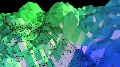 Abstract low poly style looped geometric background. 3d seamless animation in 4k 動画素材 88691718