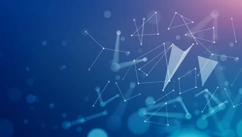 Abstract Low Poly Tech Concept Dark Background Illustrazione stock