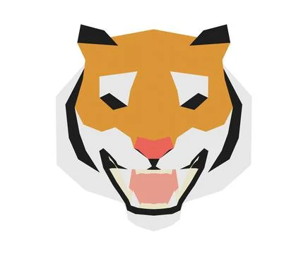 Abstract low poly tiger head in full face with glitch effect, 3d rendering Stock Illustration