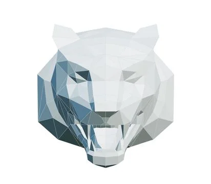 Abstract low poly tiger head in full face, 3d rendered 스톡 일러스트