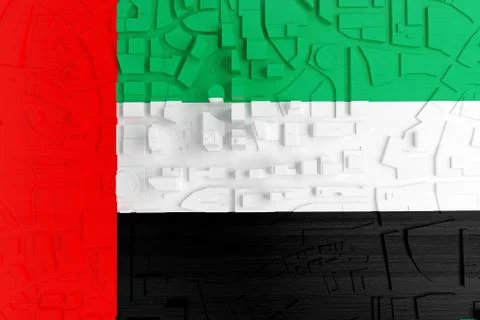 Abstract low poly town painted in flag UAE Stock Illustration