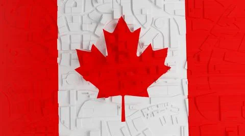 Abstract low poly town painted in flag Canada Stock Illustration