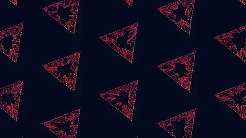 Abstract low poly triangle network pattern on dark background, seamless motion Stock Footage 330054408