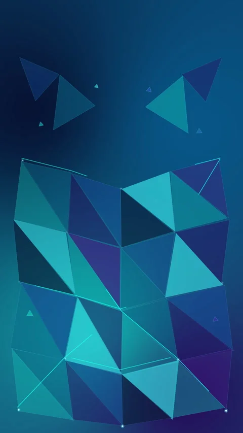 Abstract low poly triangles pattern motion graphic background in blue color Stock Footage 346736185