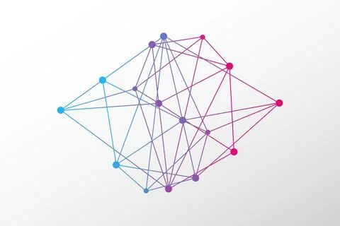 Abstract low poly vector. Pink blue gradient network pattern. Illustration 스톡 일러스트