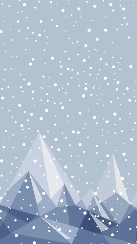 Abstract low poly winter mountain landscape with falling snow Stock-Footage 348132220