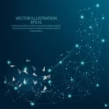 Abstract low poly wire frame on blue background. Stock Illustration