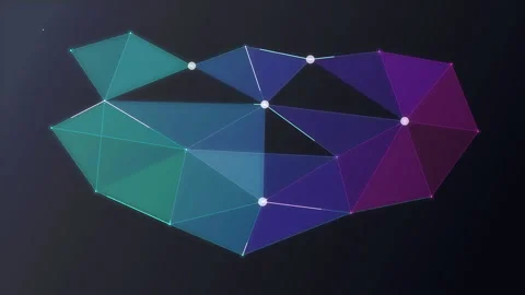 Abstract low poly wireframe animation with glowing nodes and geometric triangles Stock Footage 346736192