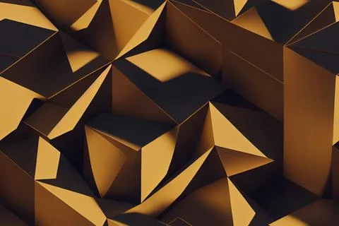 Abstract Low poly yellow seamless background.3d illustration. Stock Illustration