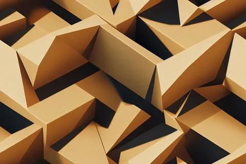 Abstract Low poly yellow seamless background.3d illustration. Stock Illustration