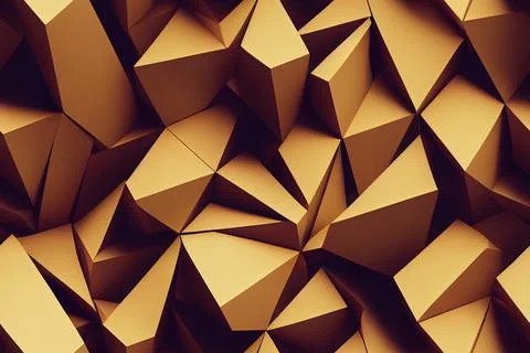 Abstract Low poly yellow seamless background.3d illustration. Stock Illustration