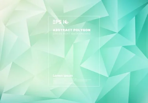 Abstract low polygon or triangles pattern on blue green mint background and t Illustrazione stock
