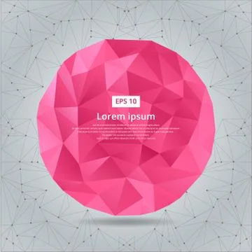 Abstract low polygonal circles. Geometric pink. Vector Stock Illustration