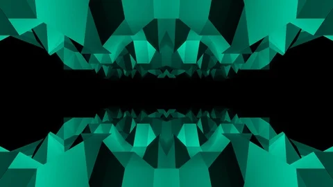 Abstract low polygonal green cave flight seamless loop animation background new Stock Footage 91524360