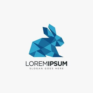 Abstract Lowpoly rabbit logo icon vector template on white background Stock Illustration