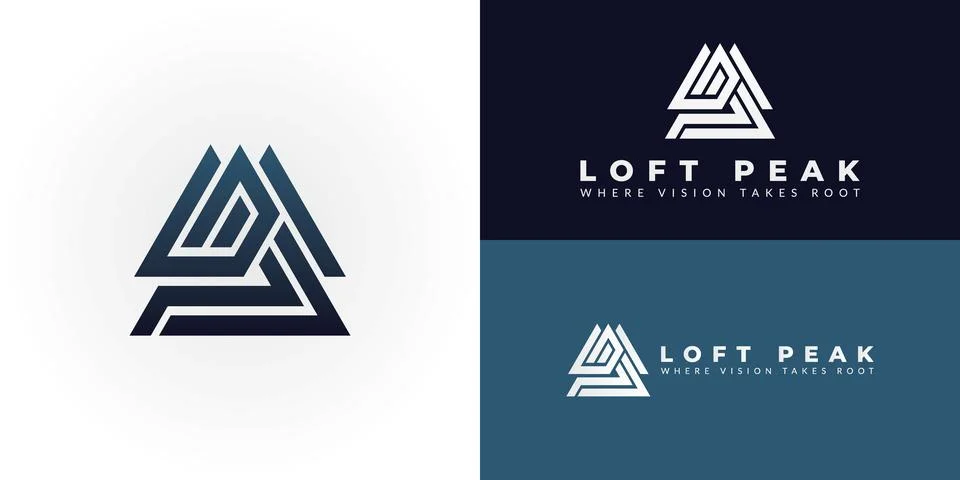 Abstract LP logo in a dynamic, interlocking design. Stock Illustration