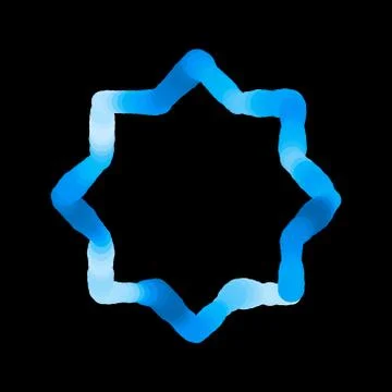 Abstract luminance octagram frame. Isolated on black background. Vector illus 库存插图