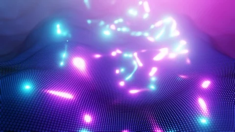 Abstract luminous background of dots. Big data. Futuristic neon wave Stock Footage 115943725