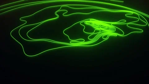 Abstract luminous green lines form complex pattern on black background Stock Footage 327522158