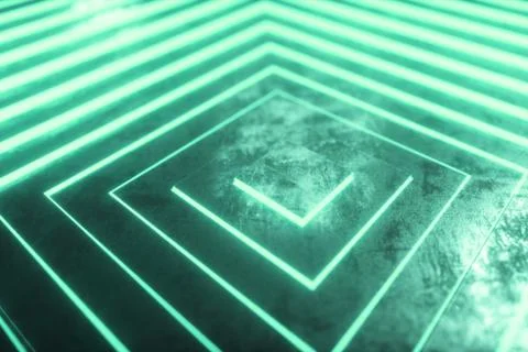 Abstract luminous metalic cubic surface in motion. S3d illustration of cubes  Stock Illustration