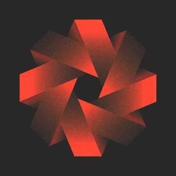 Abstract luminous orange geometric impossible object 3d design with noise t.. Stock Illustration