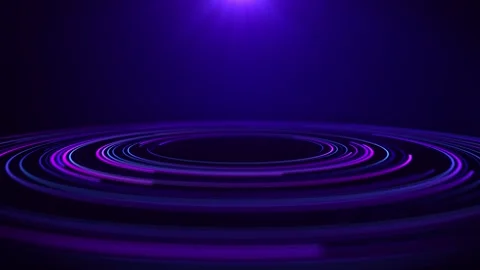 Abstract luminous round podium disc with glowing blue and violet technology.. Stock Footage 327987177