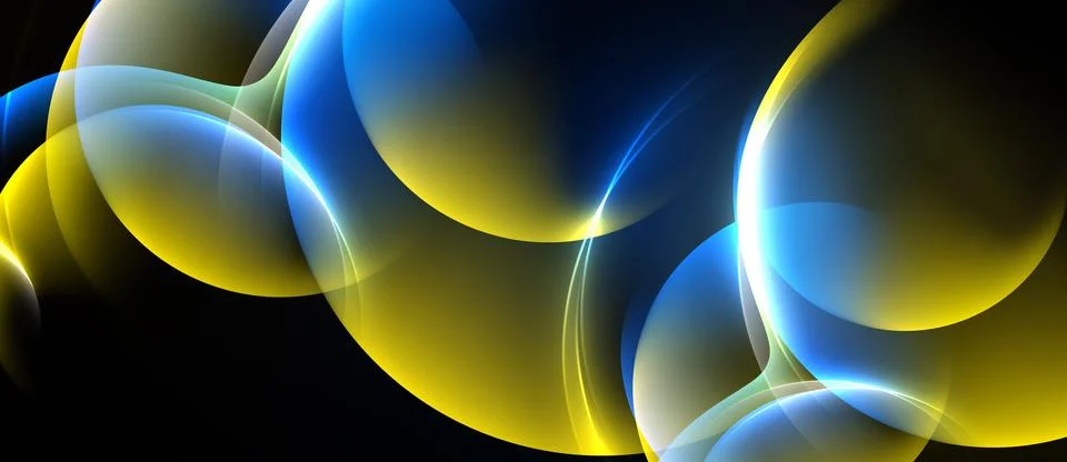 Abstract luminous shapes overlap, creating vibrant blue, gold effect. Smooth 스톡 일러스트